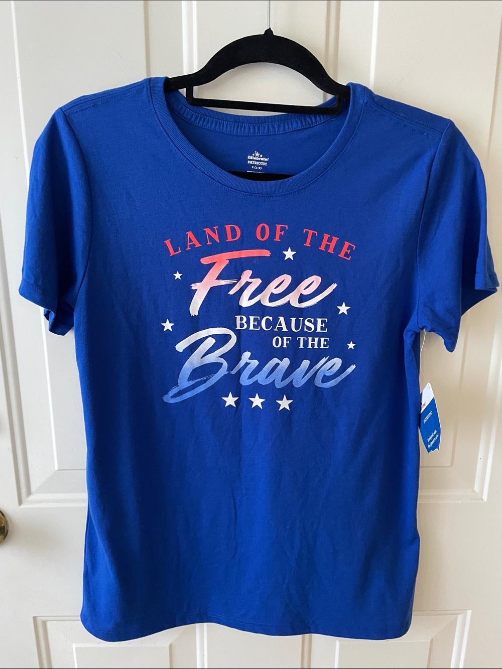 Blue Short Sleeve Patriotic 'Land of the Free' Graphic Tee Patriotic Fourth